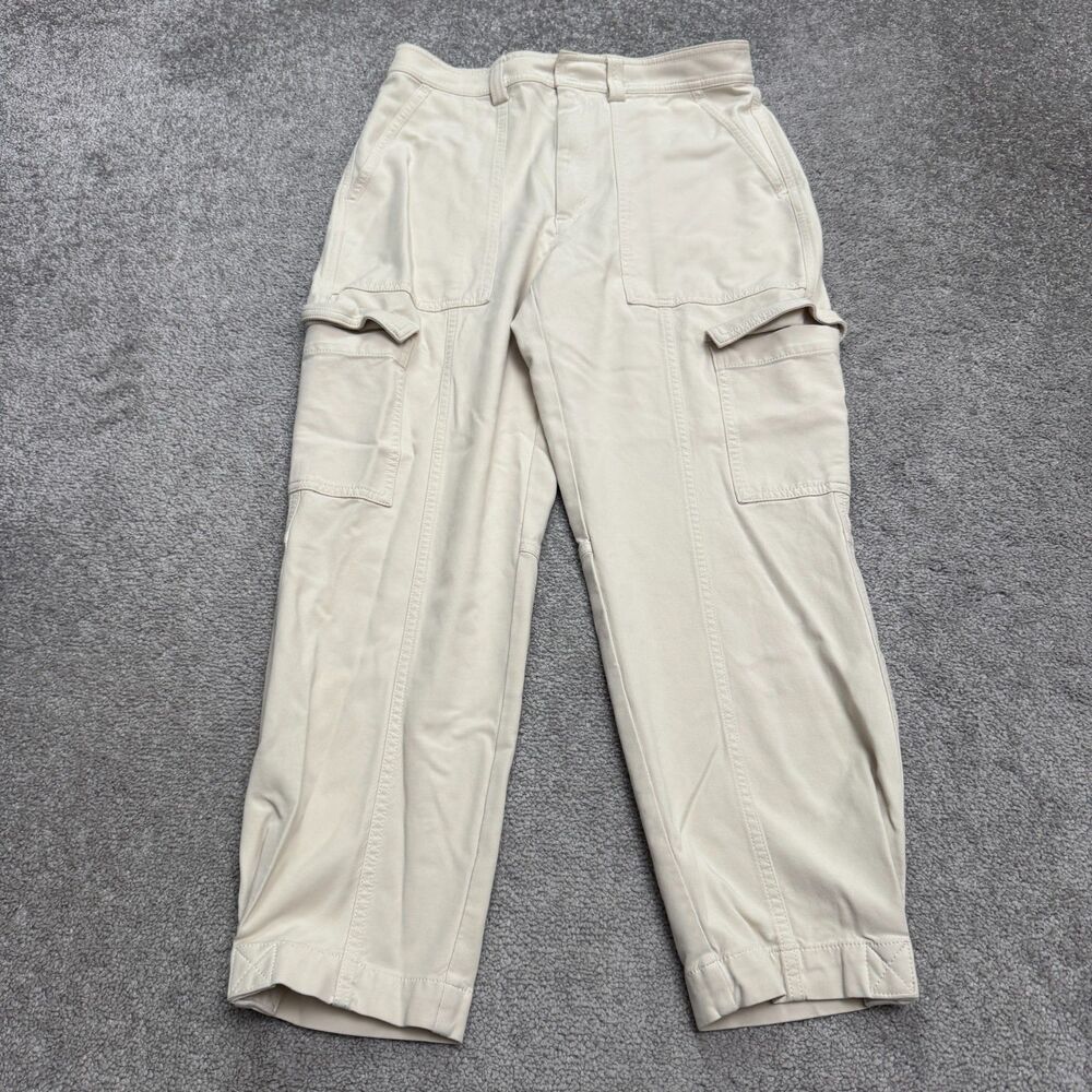 Banana Republic Cargo Tapered Utility Pants Womens 8 Beige High Rise Casual